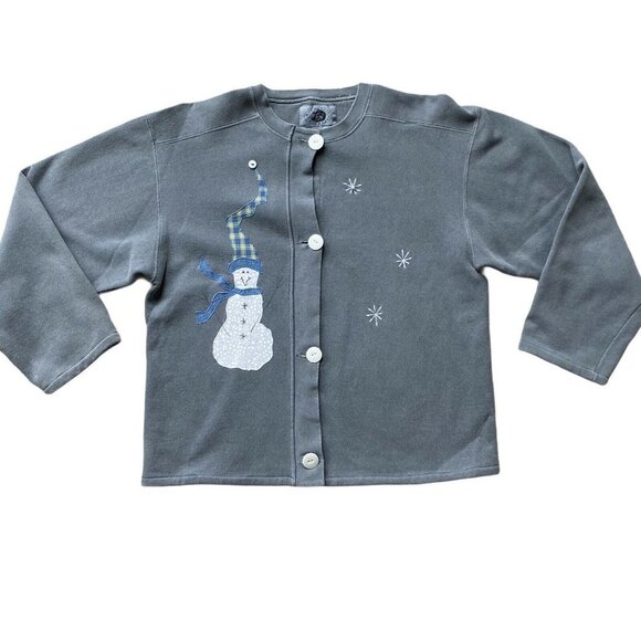 VINTAGE Authentic Pigment Cardigan Gray Snowman - Picture 2 of 9